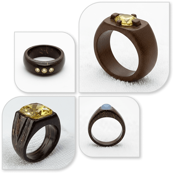 Wooden rings collection